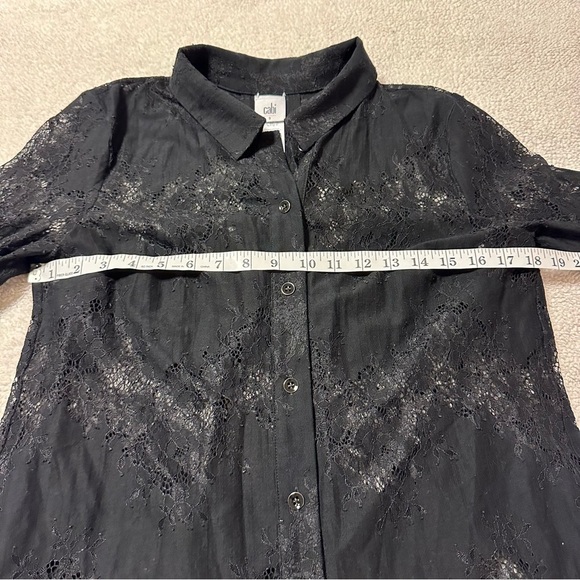 Cabi Black St. Regis Lace Button Front Blouse - Picture 7 of 9